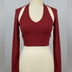 Red Long Sleeve Crop Top ( two piece set )
